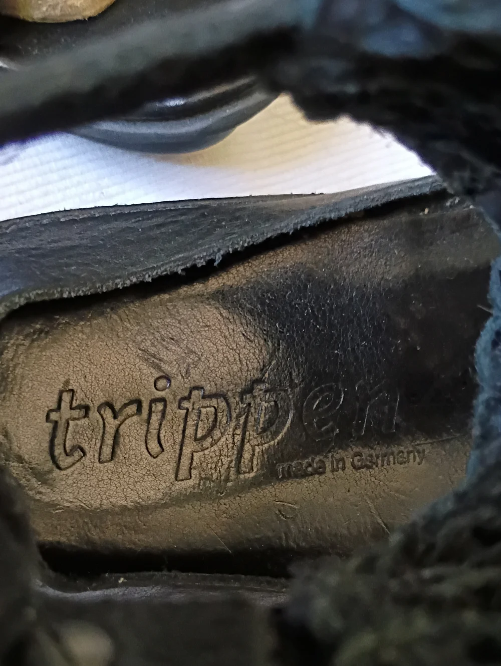 Trippen Women's Black Leather Woven Sandal
